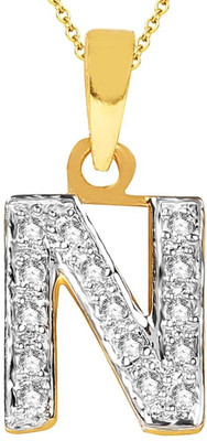 

Sukkhi Alphabet N Gold-plated, Rhodium Cubic Zirconia Alloy Pendant