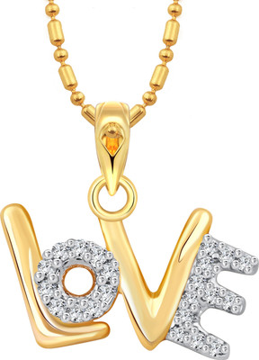 VIGHNAHARTA Initial LOVE Gold-plated Cubic Zirconia Alloy Pendant