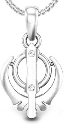 

Kataria Jewellers Khanda Guru Nanak Sikh White Gold Plated Diamond Silver Pendant