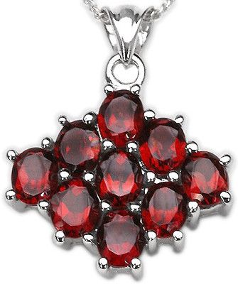 Johareez 4.50CTW Genuine Garnet .925 Sterling Silver Pendant Rhodium Garnet Sterling Silver Pendant