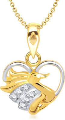 88% OFF on VK Jewels Mayur in Heart Shape Yellow Gold Cubic Zirconia Alloy Pendant