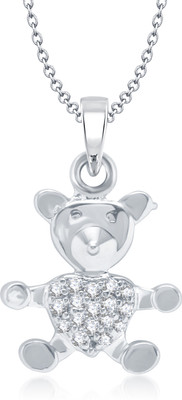 88% OFF on VK Jewels Teddy bear American Diamond Rhodium Plated for Women & Girls Cubic Zirconia Alloy Pendant