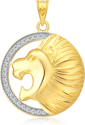 Vighnaharta Angry Lion Gold-plated Cubic Zirconia Alloy Pendant