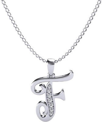 

Kataria Jewellers Letter F 92.5 BIS Hallmarked Silver Alphabet Initial White Gold Plated Silver Pendant