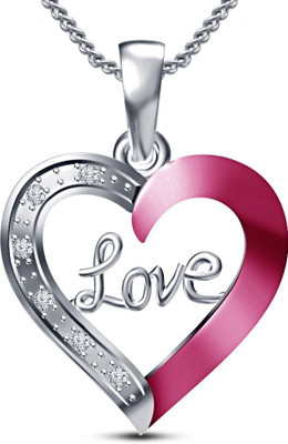 

Vorra Fashion Lovely Pink Enamel Heart Shape Platinum Cubic Zirconia Sterling Silver Pendant