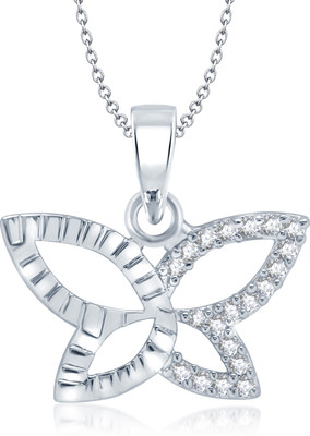 87% OFF on VK Jewels Flying Butterfly American Diamond Rhodium Plated for Women & Girls Cubic Zirconia Alloy Pendant
