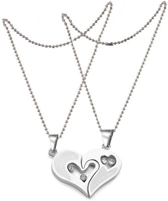 Shiv Jagdamba Lover Couple Heart I Love You Heart (2 pieces - his and her) SPn11098 Stainless Steel Pendant Set