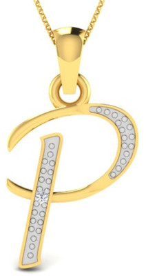 

Kataria Jewellers Letter P 92.5 BIS Hallmarked Silver Alphabet Initial Yellow Gold Plated Diamond Silver Pendant