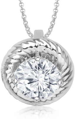 

Meenaz Exclusive Royal One Stone Design Rhodium Cubic Zirconia Alloy Pendant