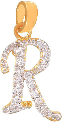 mahi Ravishing R Initial Gold-plated Cubic Zirconia Alloy Pendant