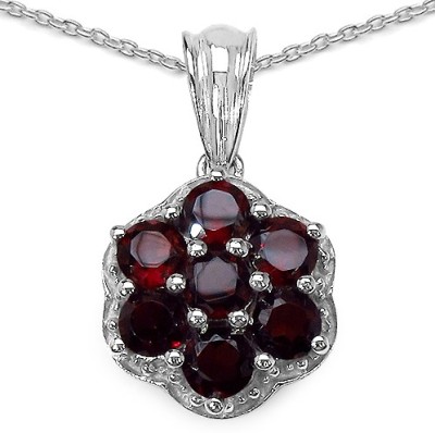 Johareez Rhodium Garnet Sterling Silver Pendant