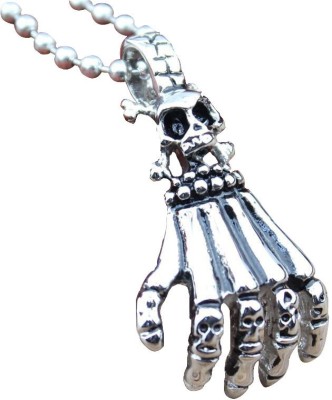 YELLOW CHIMES Skull Hand Rhodium Alloy Pendant