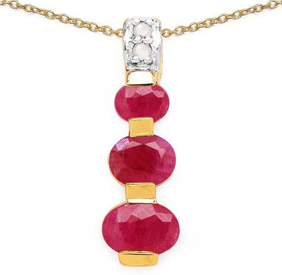 Johareez Beautiful Gold-plated Ruby Sterling Silver Pendant