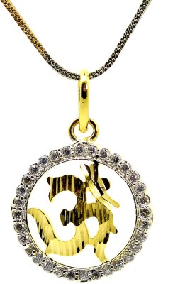 Be You Om Gold-plated, Rhodium, Brass Cubic Zirconia Metal Pendant Set