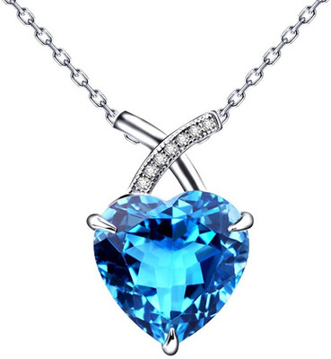 

Kataria Jewellers American Diamonds Semi-Precious BlueTopaz Valentine's Day Heart 92.5 BIS Hallmarked Silver Pendant