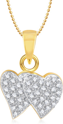 

Meenaz Heart Pendant Locket With Chain For Women Love Valentine Gifts Gold-plated Cubic Zirconia Alloy Pendant