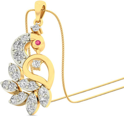 Aucent by PC Jeweller The Vrishin 18kt Diamond, Ruby Yellow Gold Pendant(Yellow Gold Plated) Aucent by PC Jeweller The Vrishin 18kt Diamond, Ruby Yellow Gold Pendant(Yellow Gold Plated)