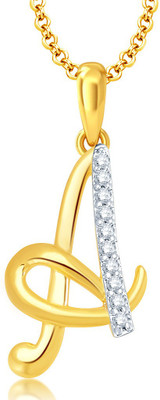 

Sukkhi Letter "A" Gold-plated, Rhodium Cubic Zirconia Alloy Pendant