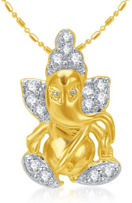 

Sukkhi Cubic Zirconia Studded Ganesha Gold-plated, Rhodium Cubic Zirconia Alloy Pendant