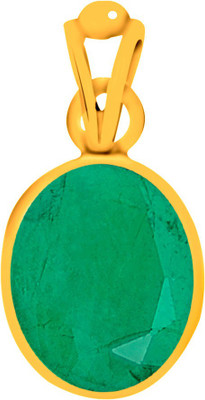 

Clara Emerald Panna 4.8 carat or 5.25ratti Panchdhatu Gold-plated Emerald Silver Pendant