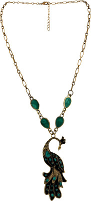 

The Trendy Trendz Vintage Style Green Enamel Peacock Fashion Necklace Charm Pendant Alloy Pendant Set