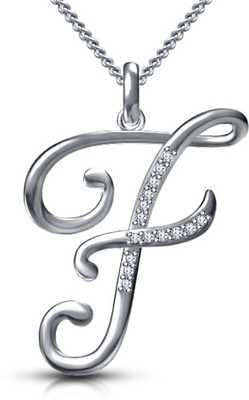 Kirati Initial F Letter Platinum Cubic Zirconia Silver Pendant