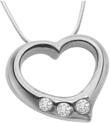 

Kataria Jewellers 92.5 BIS Hallmarked Silver and American Diamonds Valentine's Heart Silver Pendant