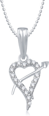 Meenaz Heart Pendant Locket With Chain For Women Love Valentine Gifts Brass Cubic Zirconia, Diamond Alloy Pendant available at flipkart for Rs.265