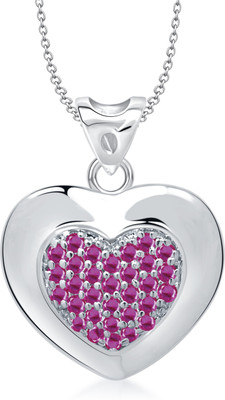 88% OFF on VK Jewels Valentine Days Heart Shape Rhodium Plated for Women & Girls Cubic Zirconia Alloy Pendant