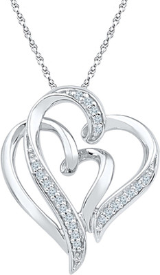 Sri Jagdamba Pearls 2soul 1heart Valentines Sterling Silver Diamond Sterling Silver Pendant