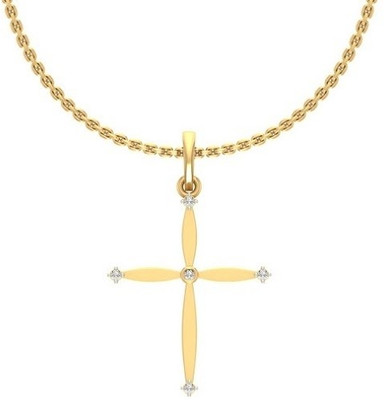 

Jewels5 Daffodil Cross 18kt Diamond Yellow Gold Pendant(Rhodium Plated)