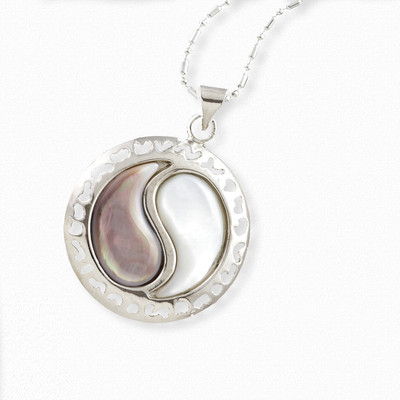 30% OFF on Aapno Rajasthan Ying & Yang Mother of Pearl Pendant Alloy, Nickel, Silver Pendant