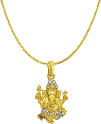 mahi Ganpati Gold-plated Cubic Zirconia Brass, Alloy Pendant