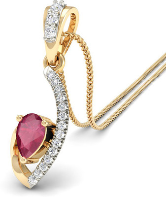 17% OFF on Aucent by PC Jeweller The Aleena Diamond 18kt Diamond, Ruby Yellow Gold Pendant