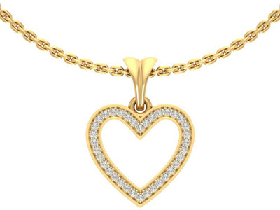 Jewels5 Heart 14kt Diamond Yellow Gold Pendant