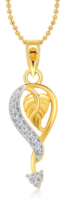 

Vighnaharta Attractive Leaf Gold-plated Cubic Zirconia Alloy Pendant
