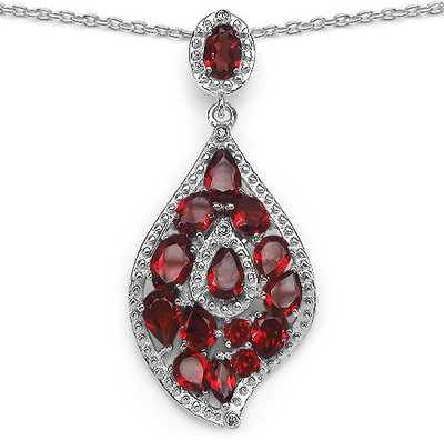 

Johareez 6.32CTW Genuine Garnet & White Diamond .925 Sterling Silver Pendant Rhodium Garnet Sterling Silver Pendant
