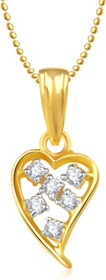 MEENAZ Heart Love pendant valentine Gifts Brass Cubic Zirconia, Diamond Alloy Pendant