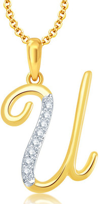 

Sukkhi Letter "U" Gold-plated, Rhodium Cubic Zirconia Alloy Pendant