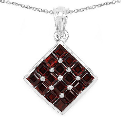 Johareez Beautiful Rhodium Garnet Sterling Silver Pendant