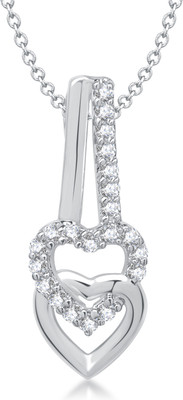 88% OFF on VK Jewels Heartfelt Love Heart Shape Rhodium Plated for Women & Girls Cubic Zirconia Alloy Pendant