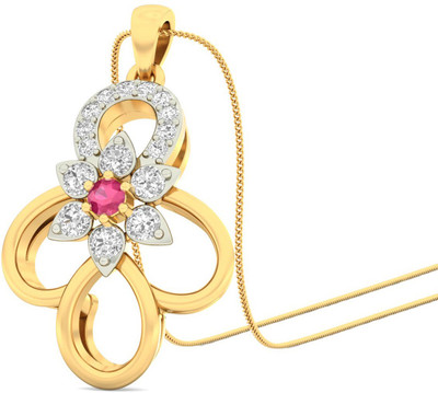 17% OFF on Aucent by PC Jeweller The Neta 18kt Diamond, Ruby Yellow Gold Pendant(Yellow Gold Plated)