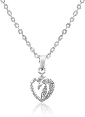 mahi Love Happens Rhodium Cubic Zirconia Brass, Alloy Pendant