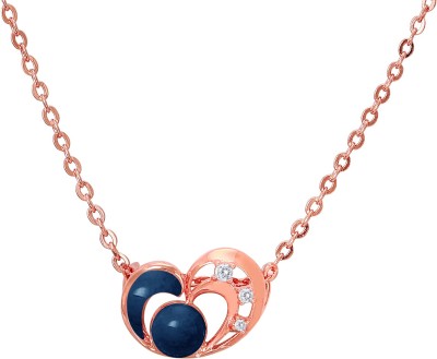 mahi Blue Heart Gold-plated Cubic Zirconia Brass, Alloy Pendant