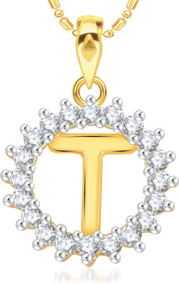 

VK Jewels Initial Letter T Gold-plated Cubic Zirconia Alloy Pendant