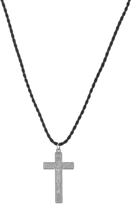 

Johri Bazar Cross With Jesus Designed With Black Thread Alloy Pendant