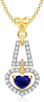 77% OFF on VK Jewels Love For You Blue Ruby Heart Shape Yellow Gold Cubic Zirconia Alloy Pendant