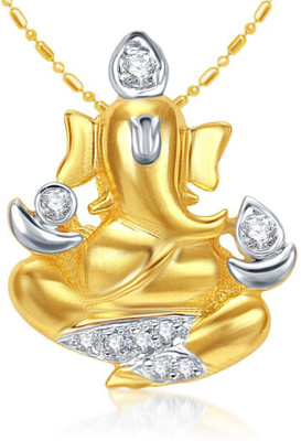 

Sukkhi Cubic Zirconia Studded Ganesha Gold-plated, Rhodium Cubic Zirconia Alloy Pendant