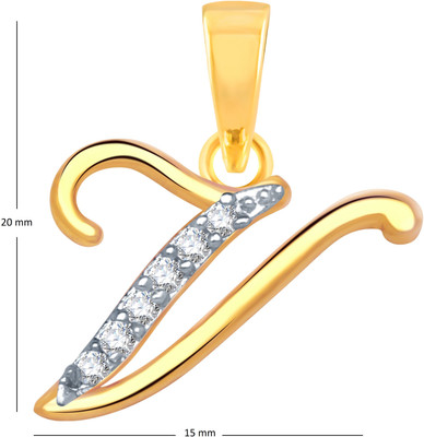 VK Jewels Initial Letter V Alphabet Collection Gold Plated for Women & Girls Cubic Zirconia Alloy Pendant VK Jewels Initial Letter V Alphabet Collection Gold Plated for Women & Girls Cubic Zirconia Alloy Pendant