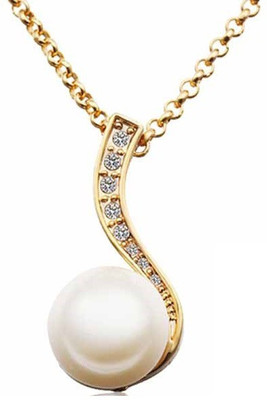 

Aaishwarya Gold Plated White Pearl Crystal Alloy Pendant